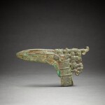 An archaic inlaid bronze dagger (Ge), Warring States period | 戰國 青銅夔龍紋戈