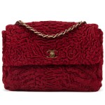 Frances Patiky Stein's Collection: Red Wool Flap Bag Bronze Metal Hardware