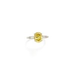 Fancy Vivid Yellow Diamond and Diamond Ring