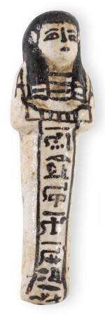 AN EGYPTIAN GLAZED USHABTI, 19TH-20TH DYNASTY, CIRCA 1292-1075 B.C.