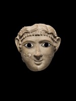 An Egyptian Stucco Mummy Mask of a Woman, Roman Period, Trajanic/early Hadrianic, circa 100-120 A.D.