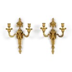 A PAIR OF LOUIS XVI GILT BRONZE TWO-LIGHT WALL LIGHTS IN THE MANNER OF JEAN-CHARLES DELAFOSSE, CIRCA 1775