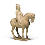 A painted pottery equestrian figure, Tang dynasty