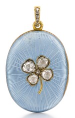 A FABERGÉ JEWELLED SILVER-GILT AND GUILLOCHÉ ENAMEL LOCKET, WORKMASTER AUGUST HOLLMING, ST PETERSBURG, 1899-1903   