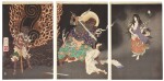 TSUKIOKA YOSHITOSHI (1839-1892) SIX TRIPTYCHS AND SEVENTEEN ONE HUNDRED ASPECTS OF THE MOON PRINTS , MEIJI PERIOD (LATE 19TH CENTURY)