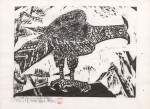 Munakata Shiko (1903-1975) | Hawk on rock edge | Showa period, 20th century