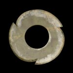 A celadon jade notched disc, Late Neolithic period - Shang dynasty | 新石器時代晚期至商 青玉牙璧