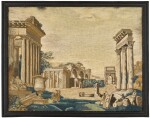TWO GEORGE III 'GRAND TOUR' WOOLWORK VIEWS OF ROMAN MOUNMENTS, LATE 18TH CENTURY
