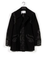 Rive Gauche Black Cotton Coat, circa 2000 | Veste en coton noir brodée de passementeries, circa 2000