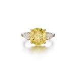  Fancy Vivid Yellow Diamond and Diamond Ring