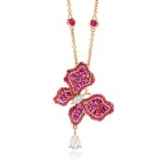 James Ganh | Ruby and diamond brooch/pendant necklace