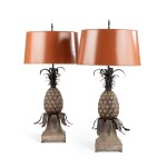 A pair of painted metal pineapple-shaped lamps, modern | Paire de lampes en métal peint en forme d’ananas, moderne