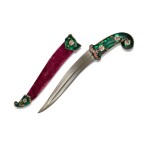 A Mughal gem-set glass-hilted dagger and scabbard, India, 18th century