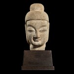 A small sandstone head of a Buddha Northern Wei dynasty | 北魏 砂岩石雕佛首