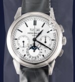PATEK PHILIPPE | REFERENCE 5270, A WHITE GOLD PERPETUAL CALENDAR CHRONOGRAPH WRISTWATCH WITH MOON PHASES, LEAP YEAR AND DAY AND NIGHT INDICATION, CIRCA 2012