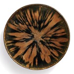 A superb russet-splashed black-glazed bowl, Northern Song / Jin dynasty | 北宋 / 金 黑釉醬花飛斑紋笠式盞