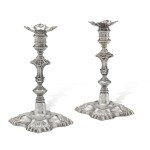A pair of George II silver candlesticks, William Gould, London, 1748