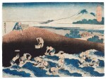 KATSUSHIKA HOKUSAI (1760-1849) BOWL-TRAP FISHING IN THE KINU RIVER (KINUGAWA HACHIFUSE)  | EDO PERIOD, 19TH CENTURY