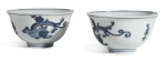 A PAIR OF BLUE AND WHITE 'CHILONG' BOWLS | MING DYNASTY, WANLI PERIOD [TWO ITEMS]
