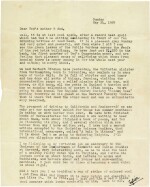 Sylvia Plath | Typed letter signed, to Edith & William Hughes, "the prospect of driving to California", 24 May 1959