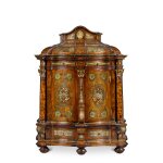A South German walnut, fruitwood and brass marquetry cabinet, Würzburg, second quarter 18th century, attributed to Carl Maximilian Mattern