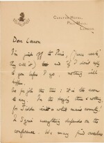 LAWRENCE | Autograph letter signed, to Leeson, on the Paris Peace Conference, January 1919