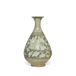 A Buncheong sgraffiato 'peony' pear-shaped vase, Joseon dynasty, 15th century