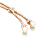 Culture pearl and diamond sautoir