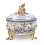 A Louis XV Gilt Bronze-Mounted Chinese Imari Porcelain Covered Bowl, the Porcelain Kangxi Period, Circa 1720, the Mounts Mid-18th Century and Later