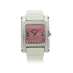 REFERENCE 8447 HAPPY SPORT A STAINLESS STEEL AND DIAMOND-SET RECTANGULAR WRISTWATCH WITH DATE, CIRCA 2005