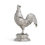A large 19th century model of a cockerel, import marks for London 1899