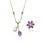 'Sassi' Gem Set and Diamond Necklace; and Van Cleef & Arpels | 'Hawaii' Gem Set Brooch | 寳格麗 | ‘Sassi'’ 寶石及鑽石項鏈 | 梵克雅寶 | 'Hawaii' 寶石胸針