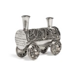 A Parcel-Gilt Silver Filigree Locomotive-Form Spice Box, 2nd half 19th century