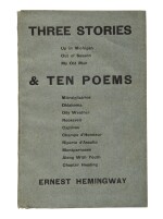 HEMINGWAY, ERNEST | Three Stories & Ten Poems. Paris: Contact Publishing, 1923