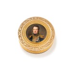 A two-colour gold and ivory boite-à-miniature, Paris, 1809-1819, la miniature par Augustin | Boite-à-miniature en or de deux couleurs et ivoire, Paris, 1809-1819, la miniature par Augustin