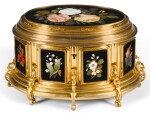 AN ITALIAN PIETRE DURE AND TENERE GILT-BRASS CASKET FLORENCE, LATE 19TH CENTURY