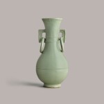 A longquan celadon vase Ming Dynasty | 明 龍泉青釉弦紋雙耳瓶