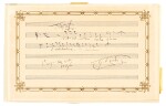 G. Verdi. Autograph musical quotation signed, of 'Tutto nel mondo è burla', from "Falstaff", Paris, 14 October 1894