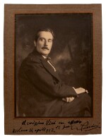 G. Puccini. Large photograph signed and inscribed to Vincent Seligman, MIlan 14 April 1912