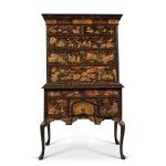 Important Queen Anne Japanned Maple and Pine High Chest of Drawers, Probably Japanned by Robert Davis (d. 1739) and William Randle, Boston, Massachusetts, Circa 1735