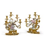 A pair of Louis XV style gilt-bronze five-light candelabra, late 19th century