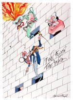 Gerald Scarfe | Pink Floyd – The Wall | Wife, Mother, Teacher and Pink, ink and watercolour
