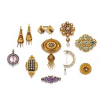 Collection of gem set and diamond jewels, 19th century