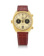 HEUER | CARRERA, REFERENCE 1158 CHN, A YELLOW GOLD CHRONOGRAPH WRISTWATCH WITH DATE, CIRCA 1965