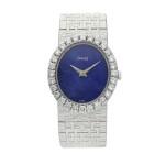 Reference 9814 A 6  A white gold and diamond-set bracelet watch with lapis lazuli dial, Circa 1976