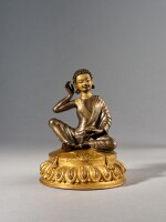 The Nyingjei Lam parcel-gilt silver and gilt-copper figure of Milarepa, Tibet, 15th century
