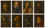 A set of 8 historical portraits comprising: Charlemagne (circa 748–814); Frederick I, Holy Roman Emperor, known as Barbarossa (1122–1190); Giovanni Pico della Mirandola (1463–1494); Cesare Borgia (1475/76–1507); Charles III, Duke of Bourbon (1490–1527); Alfonso d'Avalos d'Aquino, VI marquis of Pescara and II of Vasto (1502–1546); Pope Pius V (1504–1572); Ferdinando I de' Medici, Grand Duke of Tuscany (1549–1609)