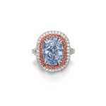 Fancy Blue Diamond, Colored Diamond and Diamond Ring  彩藍色鑽石配彩色鑽石及鑽石戒指