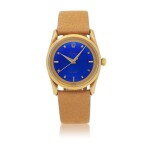 'BOMBAY' REF 6290 YELLOW GOLD WRISTWATCH WITH FANCY LUGS AND BLUE ENAMEL DIAL CIRCA 1953 [勞力士6290型號「BOMBAY」黃金腕錶備藍色琺瑯錶盤，年份約1953]