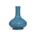 A 'robin's egg'-glazed bottle vase, Qing dynasty, 18th century | 清十八世紀 爐鈞釉荸薺瓶 